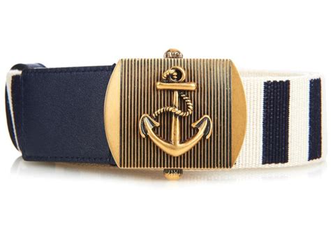 gucci anchor buckle belt striped navy blue white|Gucci Belts for Men .